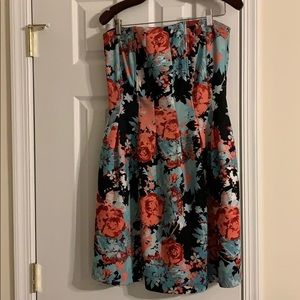 Strapless Floral Dress